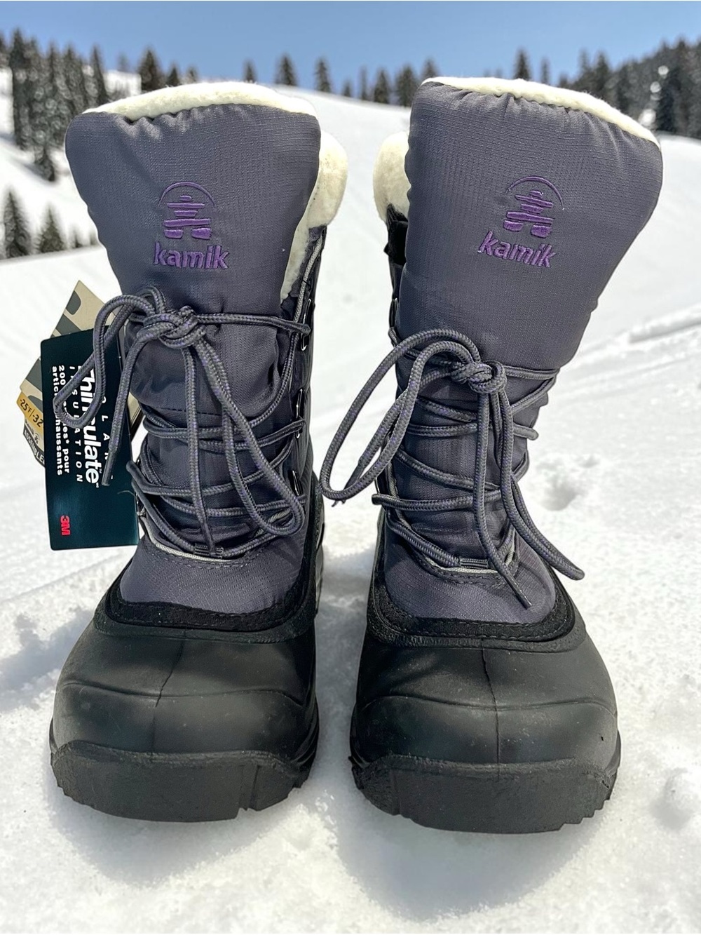 Kamik Womens Winter Snow Boots Size 9 Gray Black Faux Sherpa Thinsulate NWT